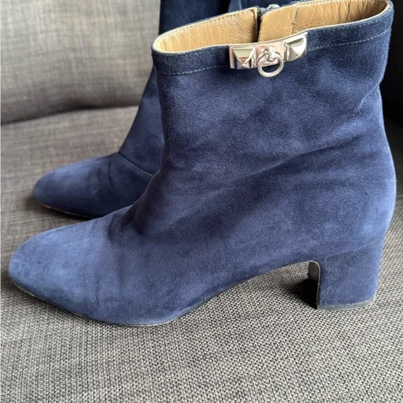 Hermes | Shoes | Hermes Deep Blue Suede Ankle Boots | Poshmark display picture 1